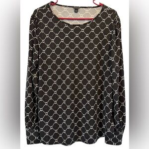 Ann Taylor Black and White Chain Print Blouse